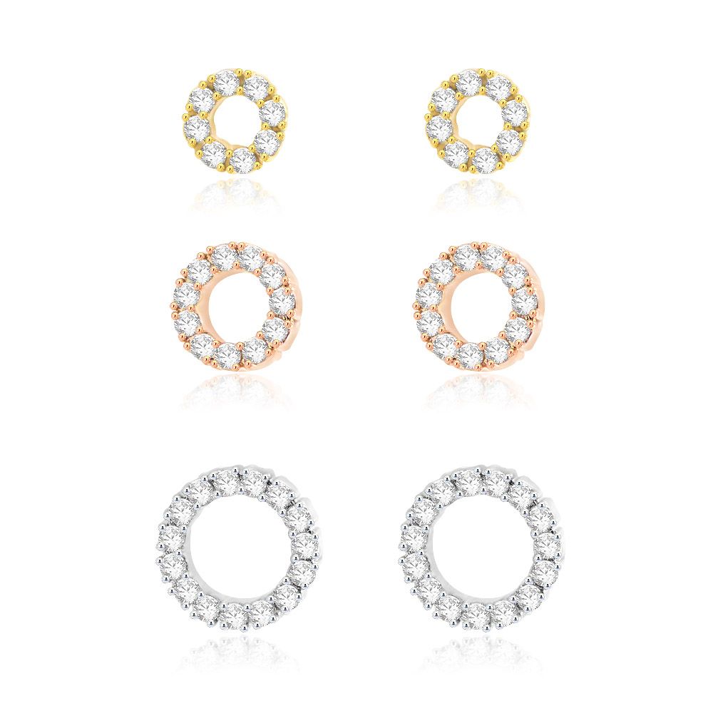 Pave Circle Stud Earring 3 in 1 Set